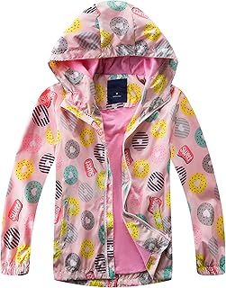 Girls Waterproof Windbreaker Jackets Cotton Lined Printed Raincoats