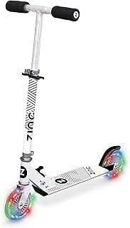 Zinc Two Wheeled Kids Scooter for Ages 3+ – Folding 2-Wheel Kick Scooter with Light Up Wheels, Lightweight, Height Adjustable, Anti-Slip Footplate, Rear Footbrake