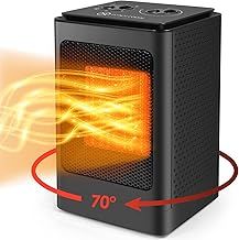 Electric Fan Heater,Electric Portable Heater with Overheat and Tip-Over Protection, Personal Adjustable Thermostat Heater with Handle for Home Office Room Desk Indoor Using, Black
