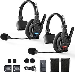 SYNCO XTALK Wireless Intercom Headset, XPRO2 2.4GHz Full Duplex Wireless Headset with 24H 1640FT/500M Real-time Monitoring Communication System