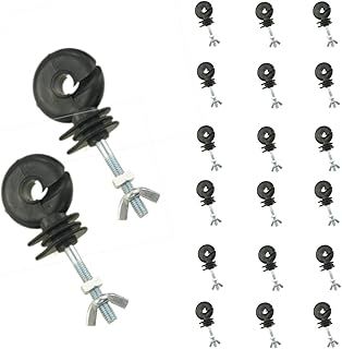 KATSU Electric Fence Ring Insulators 20X Pack, Heavy Duty Galvanised Screw-in Ring Insulators Electric Fence Accessories for Wood Posts, Compatible with Polyrope, Polywire, and Polytape 667105
