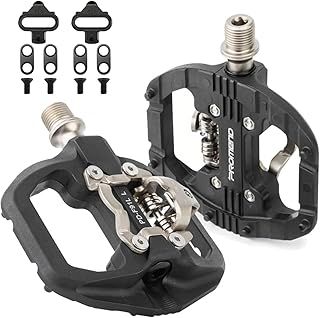 MTB Pedals Clipless Flat Dual Platform with Cleats - Compatible with Shimano Clipless Bike Pedals, 3 Sealed Bearing Lightweight Nylon Fiber Bicycle Pedal for Gravel BMX City Bike 9/16"