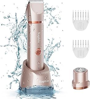Bikini Trimmer for Women Pubic Hair: 2 in 1 Eletctric Razors for Women - Rechargeable Eletctric Shaver - IPX7 Waterproof Bikini Trimmer for Underarm Leg Arm Body face (Rose Gold)