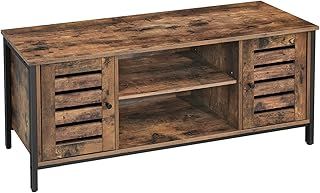 VASAGLE TV Stand TV Stand with Shelves and Storage Cupboards, Louvered Doors, for Living Room, Playroom, Industrial Style, Rustic Brown and Black LTV43BX