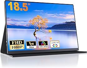 Portable Gaming Monitor 18.5 inch, portable laptop Full HD IPS Screen with HDR 1080P 100% sRGB, HDMI and USB Type-C Connection, VESA, Second Screen for Laptop/PS4/5/Xbox/Phone