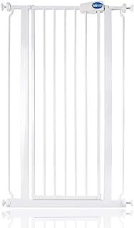 Safetots Extra Tall Narrow Metal Safety Gate Pressure Fit, 68.5cm - 75cm, White, 104cm in Height, Extra Tall Stair Gate, Tall Baby Gate, Easy Installation