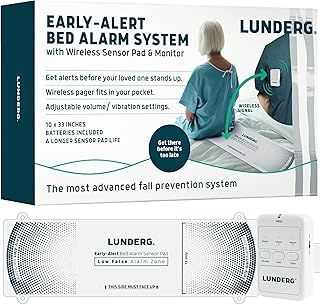 Early Alert Bed Alarm for Elderly Adults - Wireless Sensor Pad & Pager - with Pre-Alert Smart Technology - Safety Bed Alarms and Fall Prevention for Elderly and Dementia Patients