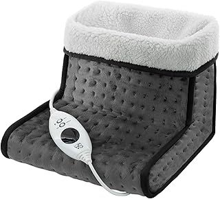 Electric Foot Warmer, Foot Warmer with 6 Heat Settings | Fast Heating Feet Warmers, Soft Foot Mat Heat Pad | Electric Heat Pad for Relaxing Therapy | Foot Warmers for Christmas (Grey)