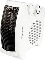 Russell Hobbs RHFH1005W 2000W/2KW Electric Heater in White PTC Ceramic Heater, Portable Horizontal Vertical 2 Heat Settings Overheat Protection, Adjustable Thermostat 20m2 Room Size, 2 Year Guarantee