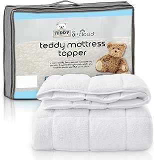 GC GAVENO CAVAILIA Super Soft 7cm Deep Mattress Topper Single Bed, Teddy Bear Fleece Extra Thick Topper, Travel Massage Bed Box Stitched 3 Inch Quilted Toppers - 90 x 190 Cm, White