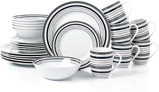 Waterside - 24pc Brompton Grey Stripe Dinner Set