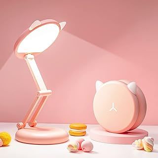 One Fire LED Desk Lamp Rechargeable 3600mAh Battery Portable Foldable Pink Kawaii Bedside Table Lamp