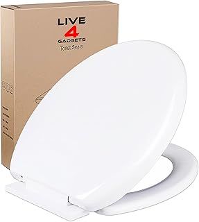 Slow Soft Close Toilet Seats White, Top Fixing, Stay Tight Lid Oval Shape, Heavy Duty Urea-Formaldehyde Anti-Bacterial Material Hygienic Easy to Clean for Bathroom Washroom Home