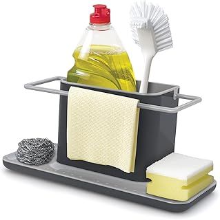 Joseph Joseph - Kitchen Sink Caddy Organiser for Washing up, sponges, brushes with dish cloth hanger, Large, Grey