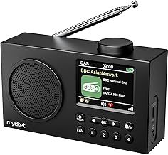 Mycket DAB Radio Portable, DAB Plus Digital Radios with Bluetooth, USB Rechargeable FM Radio, Battery Powered Small Radio,Dual Alarms Clock,Sleep Timer, 40 Presets Stations, 2.4" Large Colour Display
