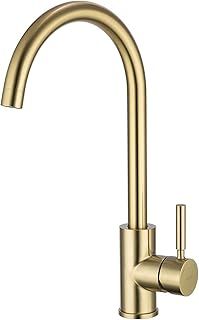 GAPPO Monobloc Kitchen Mixer Sink Taps Lead Free 360 Degree Swivel High Arc Single Lever Bathroom Mixer Tap, Gold