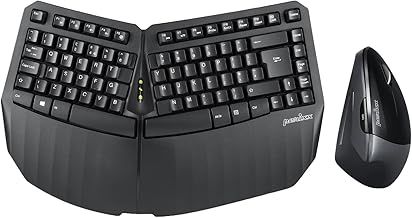 perixx PERIDUO-813 Wireless Ergonomic Compact Keyboard and Vertical Mouse, UK QWERTY, Bluetooth and 2.4GHz, Black