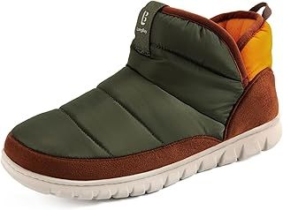 Men's Nylon Boots Warm Memory Foam Non-Slip for Indoor & Outdoor Rubber Sole Snow Boots Slipper House Shoes Gift for Him