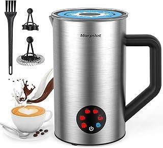 Milk Frother Electric 6 in 1 - Automatic Milk Frothers 350ml Milk Steamer and Warmer Stainless Steel Milk Heater Hot & Cold Milk Foamer for Latte Coffee Chocolate