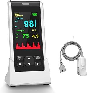 HealthTree Rechargeable Fingertip Pulse Oximeter,Handhold Pulse Oximetry,Finger Blood Oxygen Saturation Monitor with SpO2 & Pulse Rate,Portable Oxygen Meter Finger for Adults At Home School Travel Use