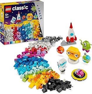 LEGO Classic Creative Space Planets Brick Box, Solar System Building Toys Featuring a Rocket Toy for Kids, Boys & Girls aged 5+ with Earth, Sun, Saturn Models plus Astronaut and Alien Figures 11037
