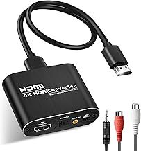 4K@60Hz HDMI Audio Extractor with 1.2m HDMI Cable avedio links, Optical Toslink SPDIF + 3.5mm AUX Stereo Audio Out, HDMI Audio Converter Adapter Splitter Support ARC HDCP1.4 FullHD 1080P 3D