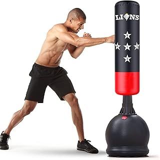 Lions Free Standing Punch Bags - Punching Thai Kick Boxing Martial Arts MMA Training Stand Equipment Aults Kids 5.5ft Punchbag Freestanding Dummy for Men Women