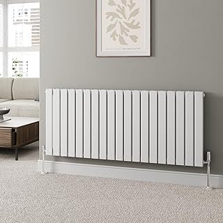 600 x 1444mm White Horizontal Designer Radiator Double Column Flat Panel Modern Central Heating Panels Bathroom Radiators