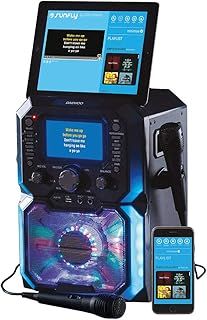 Daewoo AVS1302 Bluetooth Portable Karaoke Machine with 2 Wired Microphones and CD Disks, 5 inch Digital LCD Display Screen, 3.5mm AUX Input, CD, MP3, USB Connection, LED Lights & 2 Mic In Jacks