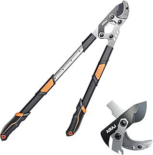 AIRAJ 27-37'' Telescopic Anvil Loppers for Tree Trimming Heavy Duty with Compound Action | Branch Cutter with 2” Cutting Capacity