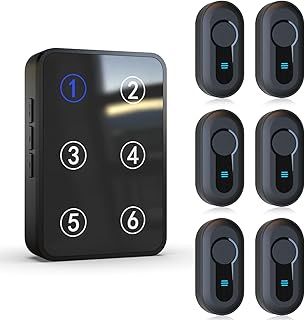 Wireless Caregiver Pager Call Button Nurse Call System 500Ft Range with LED Number Display for Elderly/Patient/Disabled at Home/Hospital/Clinic(6 Waterproof Call Button & 1 Receiver)