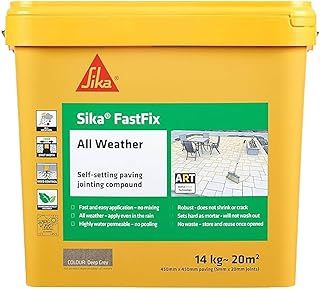 Sika – FastFix All Weather Self-Setting Paving Jointing Compound – Ready To Use – No Mixing Required - Deep Grey – 14kg – 20 sq. m