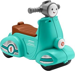 Fisher-Price Toddler Ride-On Toy Scooter with Smart Stages Educational Content for Pretend Play, Multi-Language Version, Laugh & Learn, HMV76