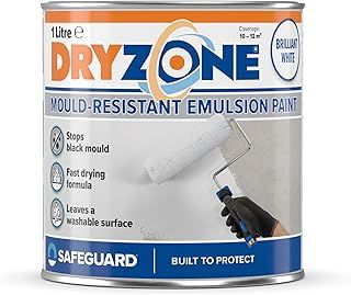 Dryzone Anti Mould Paint 1L Brilliant White Emulsion - Mould Resistant for 5 Years, 10m² - 12m² coverage