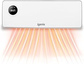 Igenix IGHW020TDW Over Door Downflow Fan Heater, 2000W Wall Mounted Oscillating Air Curtain with Heater & Cool Air Function, 24 Hour Timer, LED Display & Remote Control, White