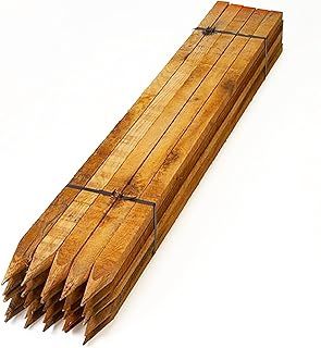 Garden Stakes 5 Pack, 1.5M / 5FT Long Square Wooden Stakes - Pressure Treated Timber for Plant & Tree Support - 32mm Thick Pegs
