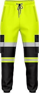 Mens Hi Vis High Visibility Two Tone Jogging Trousers Bottoms Reflective Tape Cuffed Workwear Joggers