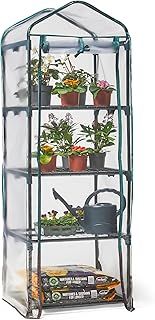 VonHaus Mini Greenhouse – 4 Tier Small Greenhouse with Reinforced Weatherproof Plastic PVC Cover – 158cm Tall Green House for Garden, Outdoor & Indoor, Roll Up Zip Panel Door & Easy No Tool Assembly