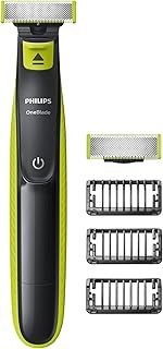 Philips OneBlade Hybrid Stubble Trimmer & Shaver with 3 x Lengths & 1 Extra Blade Amazon Exclusive (UK 2-Pin Bathroom Plug) - QP2520/30, Lime Green/ Charcoal Grey