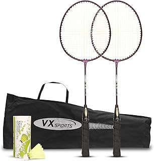 Vector X VXB-10 Aluminum Badminton Racket Set 2 Racquet and 3 Pieces Nylon Shuttles with Full-Cover Set Material: Aluminum