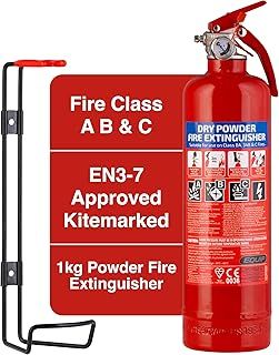 1KG ABC Dry Chemical Powder Fire Extinguisher | with Steel Wall Bracket | Fire Extinguisher for the Home or Car