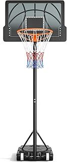 Basketball Hoop Outdoor, Yohood Basketball Hoop and Stand Portable Adjustable Height Net Set System on Wheels Sturdy Backboard for Game Park Garden Indoor