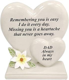 Personalised Grave Ornament/Memorial Plaque with Double Hearts | Graveside Decoration Gift in the Loving Memory of your Loving Deceased Ones (Dad)