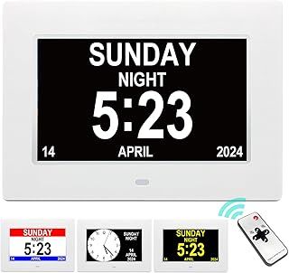 SSA 7 inch Dementia Clocks Digital Calendar Day Clock, Large Clear Digits Display with Remote & HD Screen, Best Gift for Memory Loss Elderly Seniors