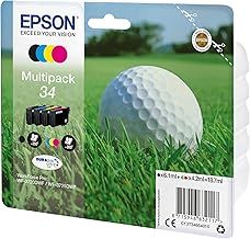 Epson 34 Golfball Genuine Multipack, 4-colours DURABrite Ultra Ink Cartridges,Black/Yellow/Magenta/Cyan