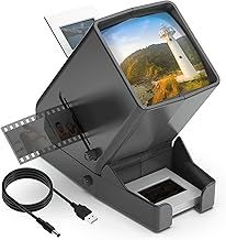 35mm Slide and Film Viewer, 3X Magnification LED Lighted Illuminated Viewing Slide Projector for Old Slides & Positive 35mm Film Negatives, USB Powered/Battery Operation (4AA Batteries Included)