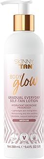 Skinny Tan Body Glow Moisturising Gradual Tan Lotion - Fake Tan Moisturiser, Cruelty-Free, Paraben Free & Vegan Tanning Moisturiser, Body Lotion with Coconut & Vanilla Aroma, 280ml