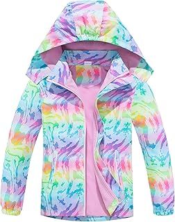 CAMLAKEE Girls Rain Jackets Kids Raincoat Waterproof Coats with Lining