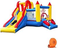 Umbalir Bouncy Castle with 3 Slides, Inflatable Bounce House Trampoline Ultra-Wide Climbing Wall with Blower, Inflatable Jumper Play Center for Kids Toddler Indoor Outdoor