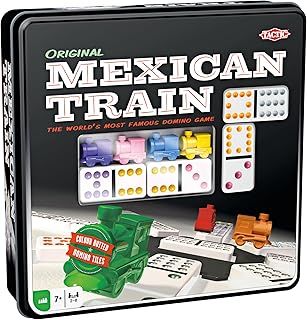 Tactic - 54005 - Mexican Train - 91 Dominoes - 8 Players - Metal Box (assorted) for 7 years +, Einfarbig